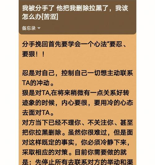 重获对方信任，成功挽回爱情的关键（教你如何应对对方全面拉黑，挽回TA的心）-第3张图片-恋语空间